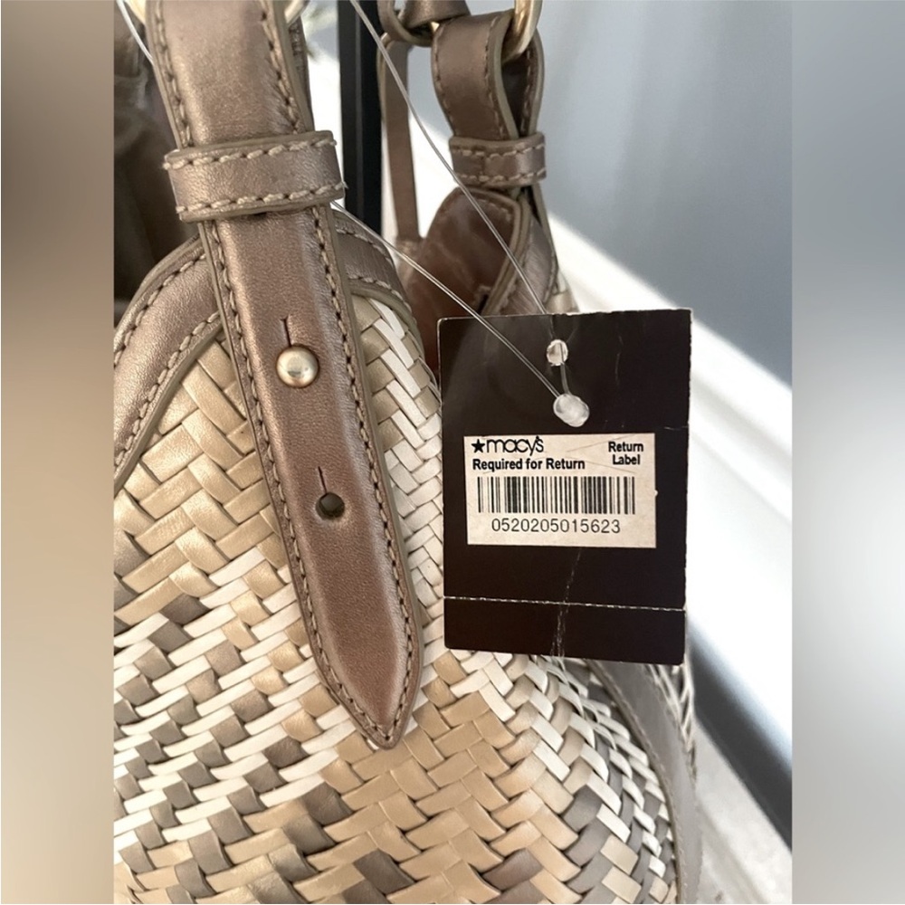 Cole Haan purse bag, satchel, metallic earthtones, new trending braided handles - Picture 4 of 14